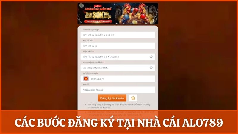 Biểu mẫu các bước đăng ký tại nhà cái Alo789